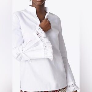 TORY BURCHElegant White Fringed Women's Top